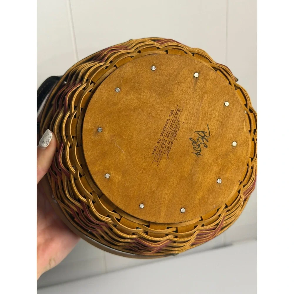 Longaberger 2005 Inaugural Basket Brown Woven Patriotic Eagle Lid Liner Tie-On